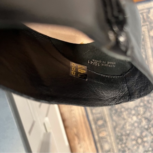42 Gold sz 10 Koral black leather pointy toe heeled boots - Picture 14 of 16